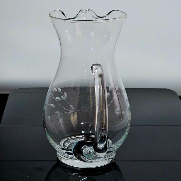 Princess House Heritage Pitcher 6.5" Ice Lip Crystal etched floral vtg romance - Picture 4 of 8